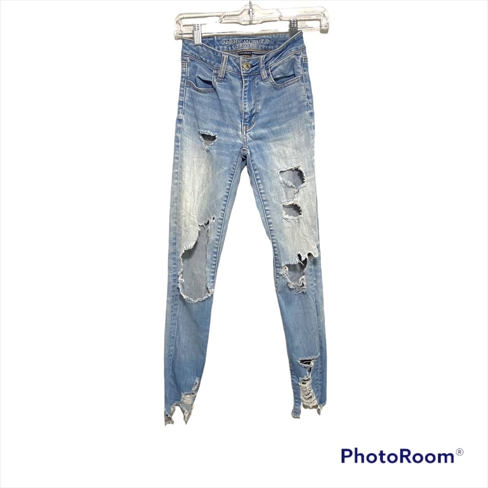 American Eagle Womens Highly Distressed High Rise Jegging